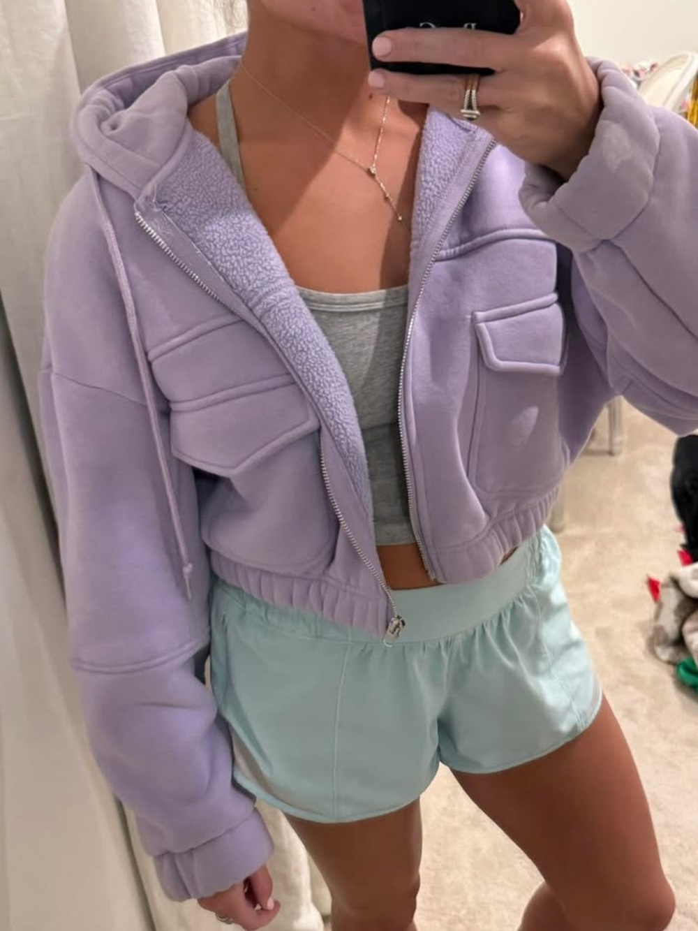 Papermoon Lavender Cropped zipup Hoodie Jacket